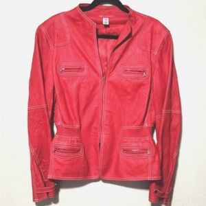 Anne Klein Women's Red Leather Jacket